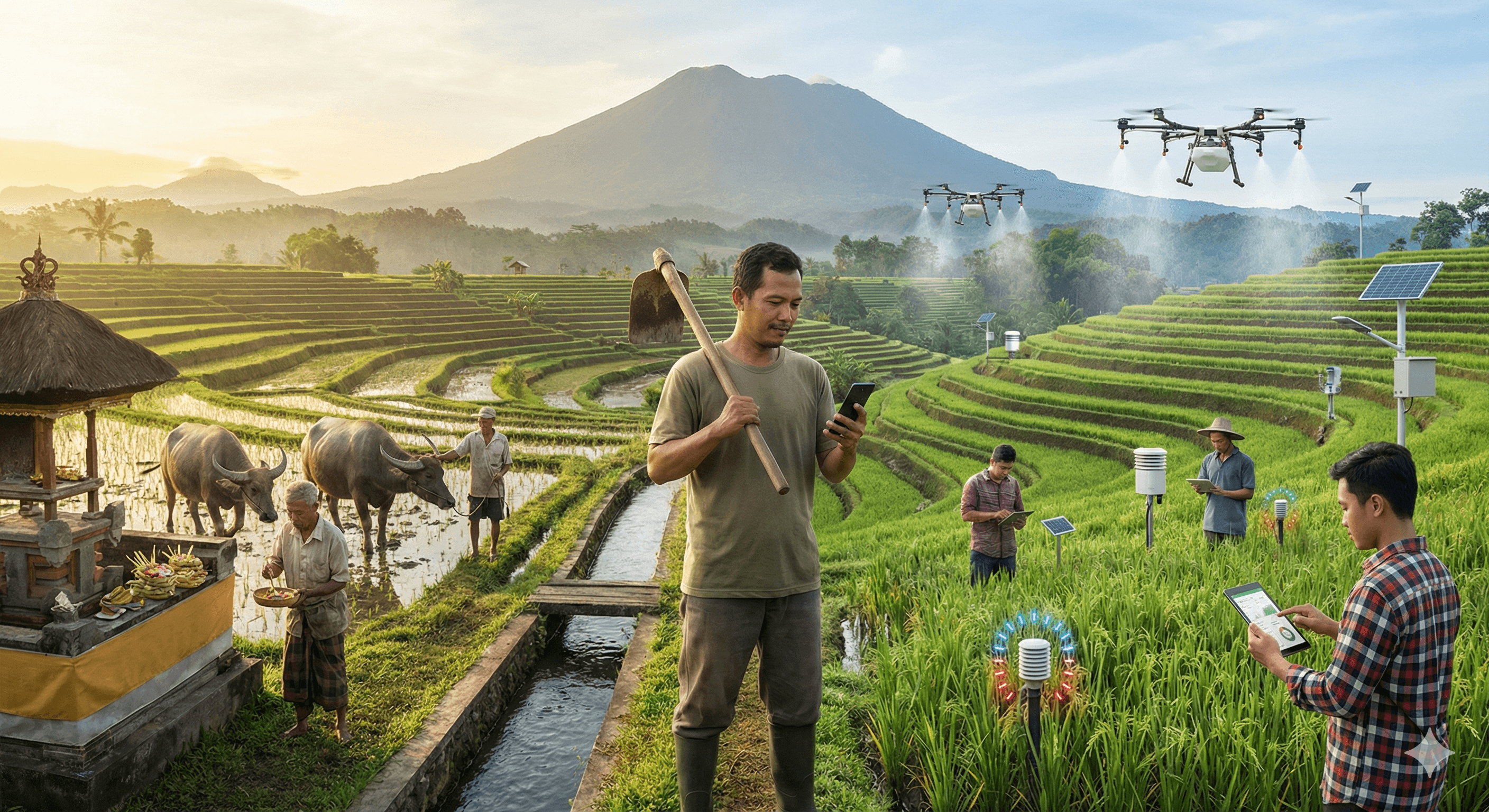 Ilustrasi Smart Farming dan Teknologi Pertanian Digital Modern